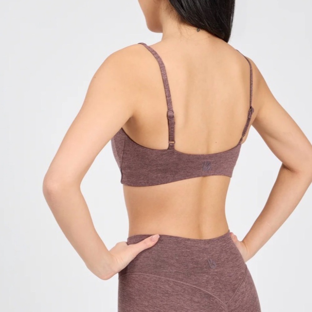 Buffbunny Collection Dream Heathered Sports Bra Mocha Berry L adjustable straps - Picture 7 of 11